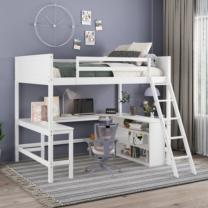 Giselly Kids Full Loft Bed, White