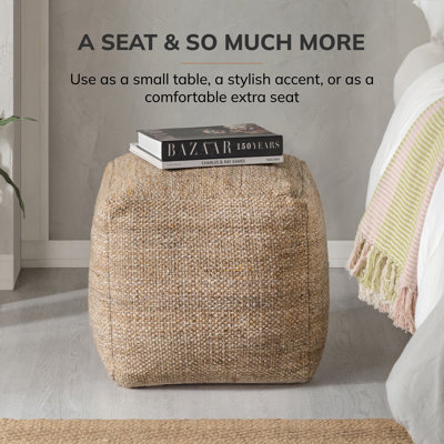 Teagan 16' Dark Brown Upholstered Pouf Ottoman
