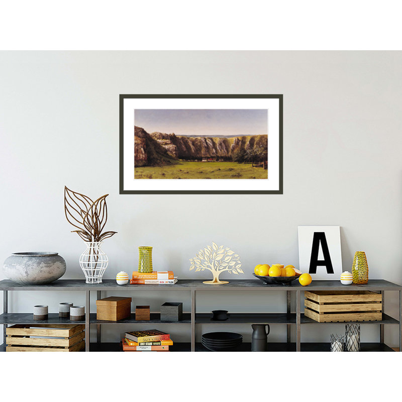 Paysage rocheux près de Flagey par Gustave Courbet, impression giclée encadrée, H 25,29 po x l 41,5 po