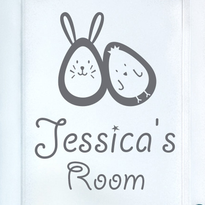 Bunny Rabbit Egg and Chick Kids Door Room Wall Sticker