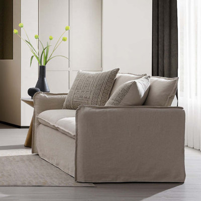 Upendo 64.2" Loveseat w/2 Pillows, Beige Linen