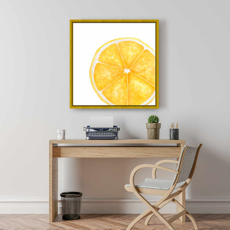 Lemon Slice Yellow Framed Canvas - Kitchen Decor Wall Art