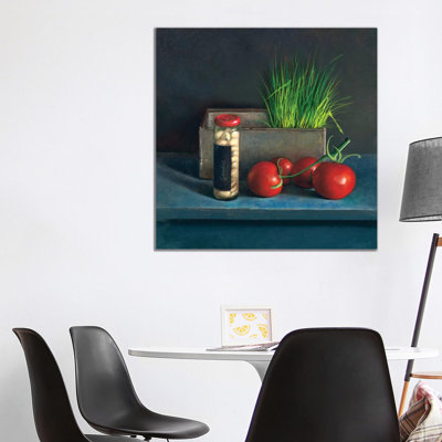 Still Life With Tomato by Jos Van Riswick - Wrapped Canvas Painting