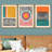 Abstract Vibrant Color Blocks " Mid-Century Multicolor Color Block Shape Abstract Geometric " 3 - Pieces-75849583-75849582