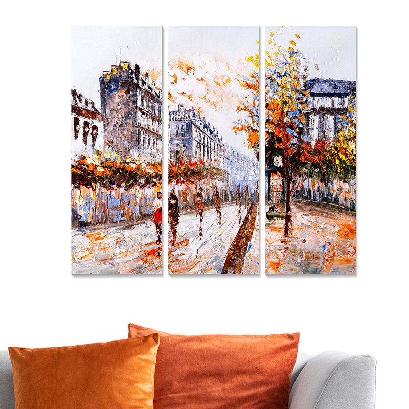 3 pièces, peinture sur toile tendue