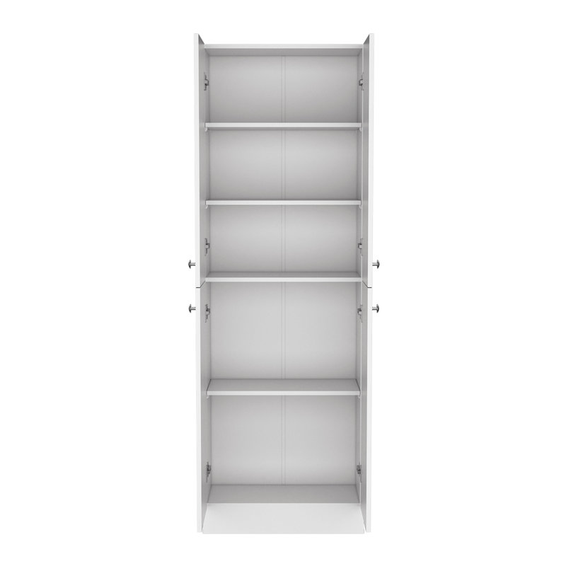 Armoire de cuisine H 71 po, 4 portes, 5 tablettes réglables, buanderie,, Blanc