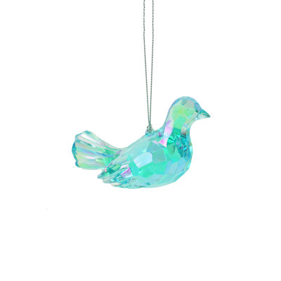 Ornement en plastique irridescent de l’oiseau assises de suspension
