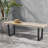 61.75-Inch 3-Seat Soft Gray Acacia Wood Black Metal Outdoor Patio Bench, Rustic Contemporary Style for Garden Use