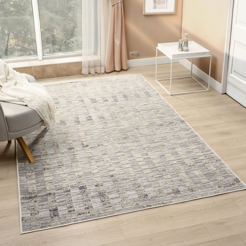 Modern Textured Striped Area Rug, Rectangle 8' x 10'