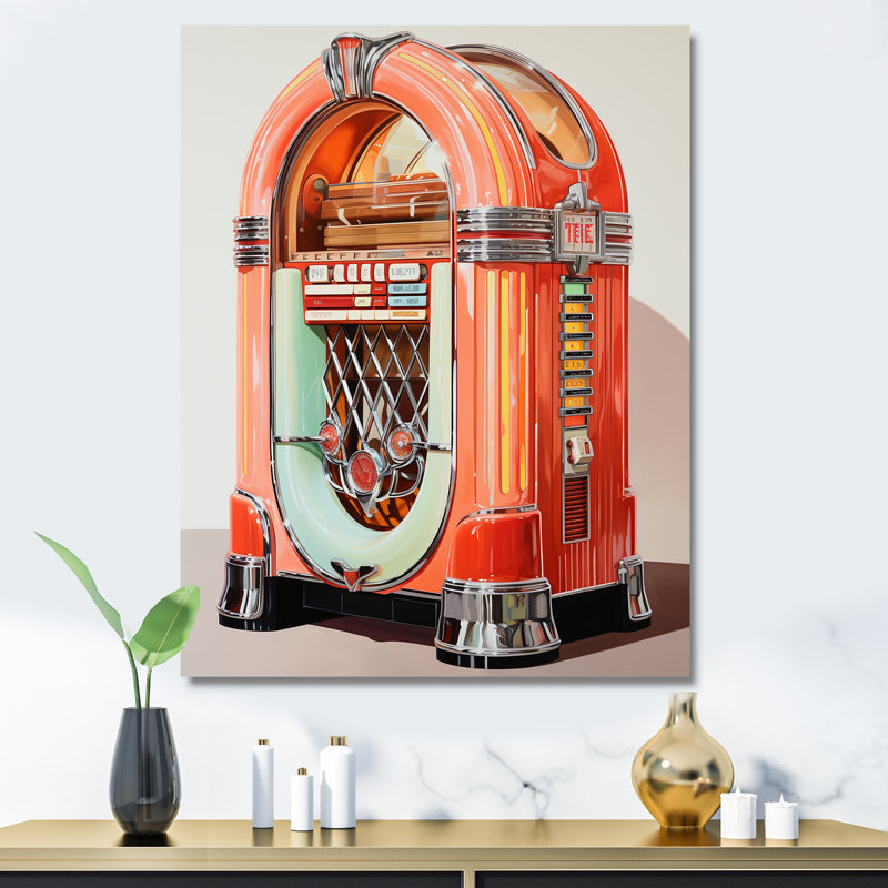 Minimalist Jukebox Melody 1 - Jukeboxes, art mural, Toile tendue, H 32 po x l 16 po x P 1 po