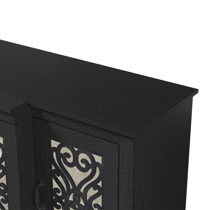 Weddel Basilico 2 Piece Modern Sideboard And Coffee Table Living Room Set, Black Oak, Black Oak