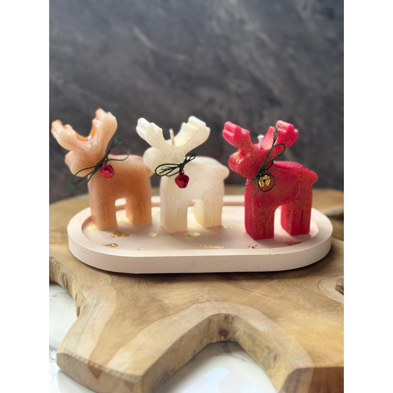 Ensemble de bougies de Noël, 4, Rouge / beige / blanc