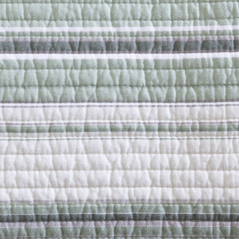 Fresno Green Cotton Reversible Full Quilt Set