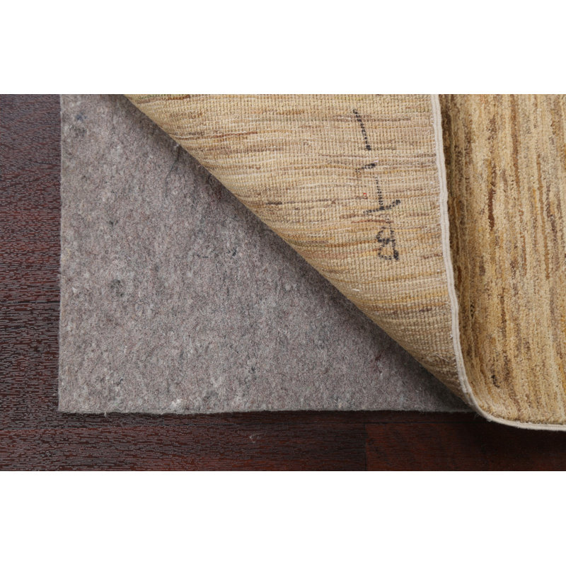 Tapis beige en laine noué à la main de conception unique 3 pi 5 po x 4 pi 9 po Muspirell