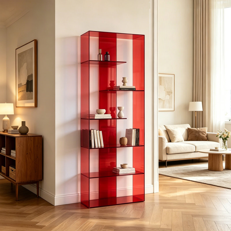 Bibliothèque verticale en acrylique, Rouge