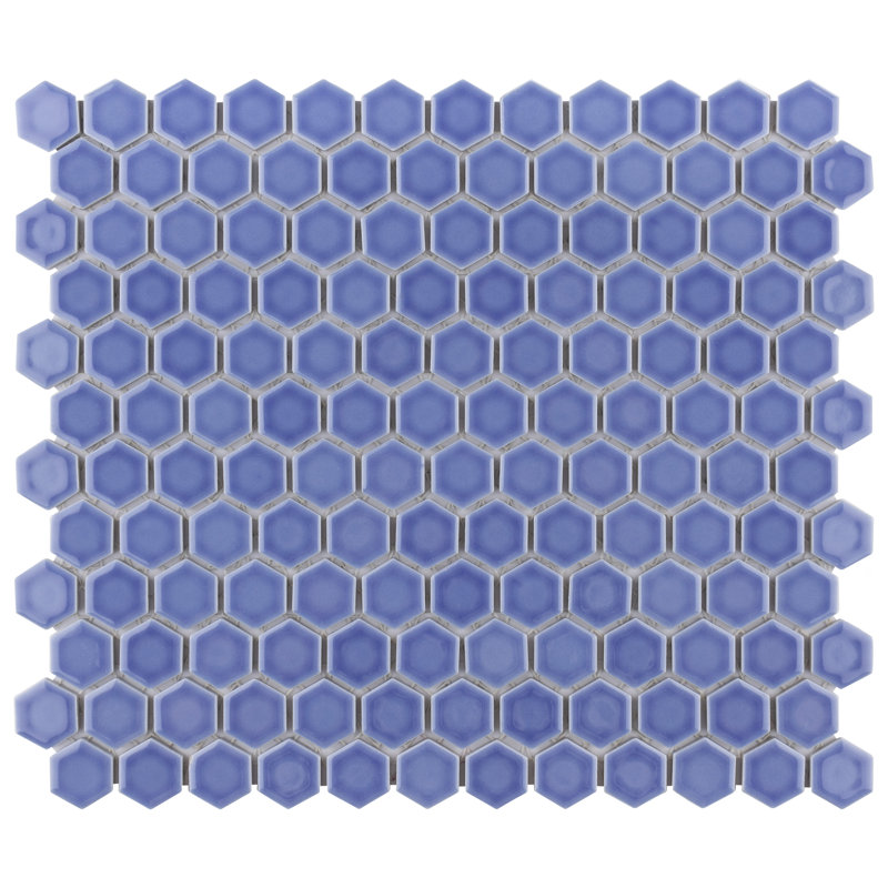 Tribeca 1" Hex Glossy 10-1/4 " x 11-7/8 " Porcelain Mosaic Floor and Wall Tile, Purple