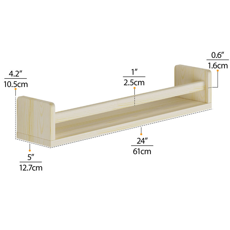 Guimauve 2 Piece Pine Floating Shelf, Natural