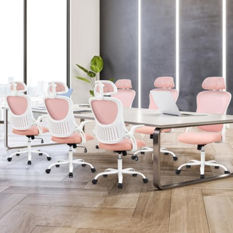 Fauteuil de direction de bureau à domicile, filet haut avec appui-tête réglable, accoudoir rabattable, soutien lombaire confortable, accoudoirs confortables pour chambre à coucher, bureau, étudiant