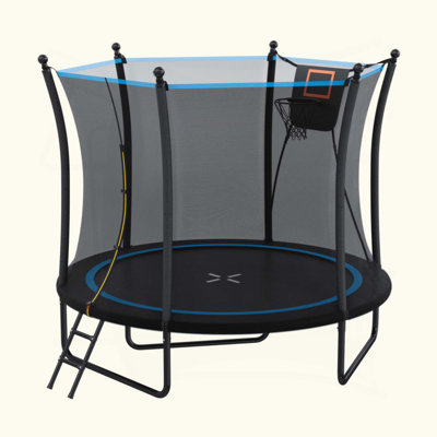 8FT Trampoline With Enclosure Net And Ladder, Outdoor Trampoline For Kids And Toddlers, Backyard Recreational Trampoline