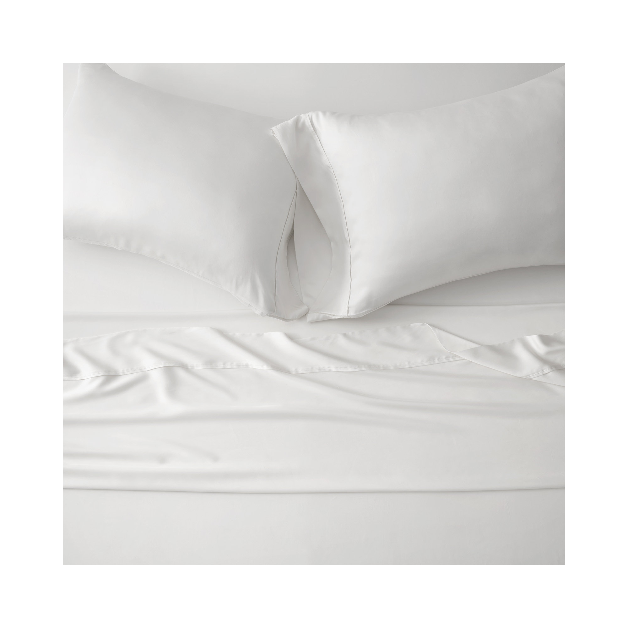 Cotton Tencel Sheet Set, Bright White, Queen Sheet Set with 3 Additional Pieces
