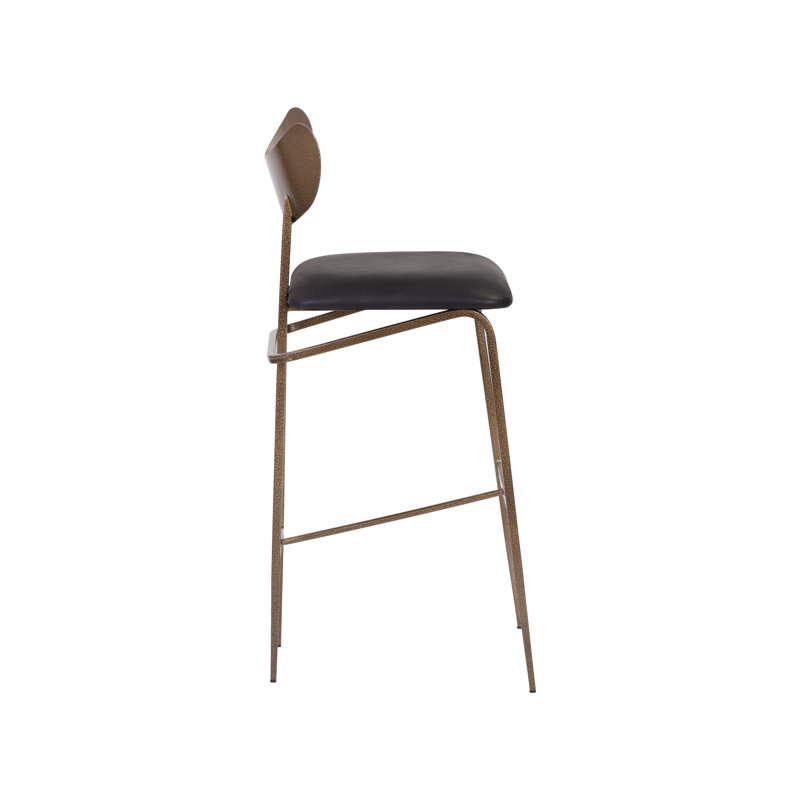 Talaat Upholstered Stool, Bar Stool (30" Seat Height), Faux Leather-Black