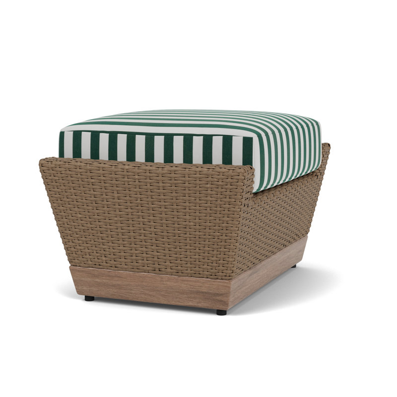 Charisma Rectangle Outdoor Ottoman Patio Ottoman, Safari/White Stripe