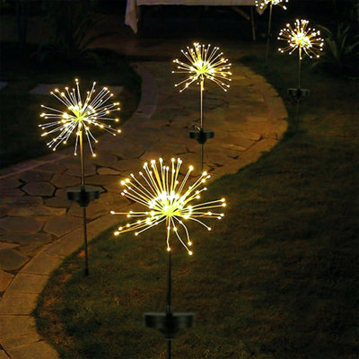 2 Piece LED Sparkler Lights Outdoor Fireworks LED Lights Solar Landscape Lights