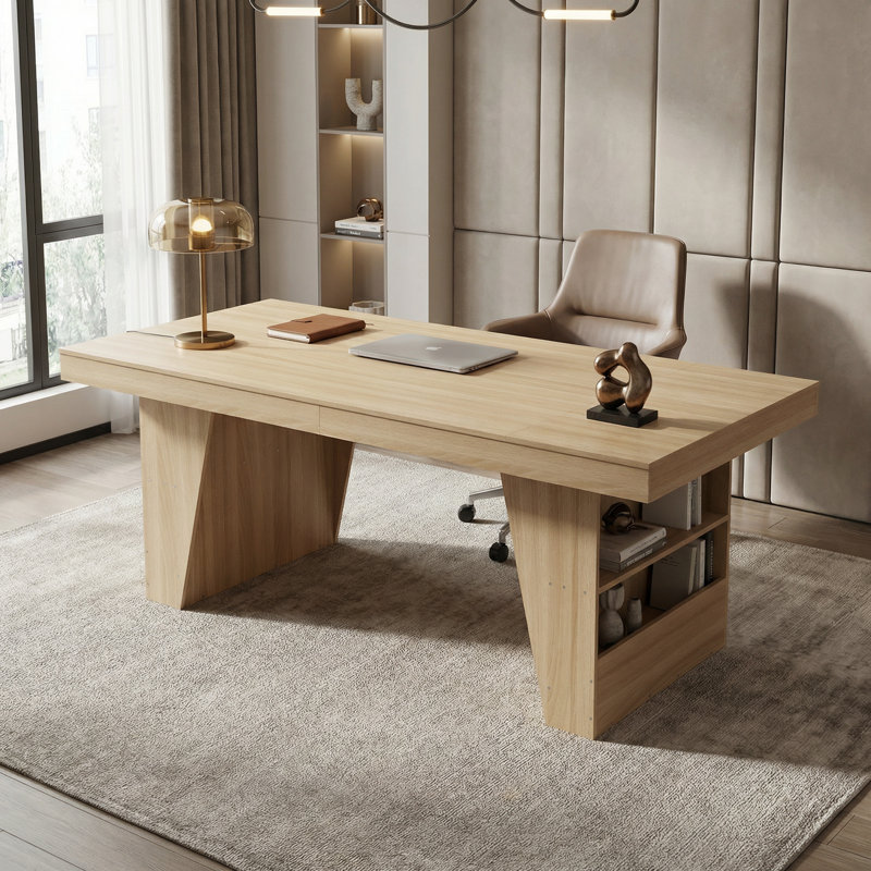 Bureau de 78,7 po de largeur avec tablettes et compartiments de rangement