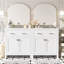 Ensemble de meuble-lavabo 60 po avec lavabos doubles (séparés), lavabos doubles en céramique, tablette réglable (aucun miroir inclus)-124511572