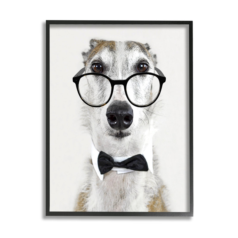 Drôle de chien avec lunettes formelles et nœuds papillon - impression, H 14 po x l 11 po x P 1,5 po