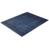 Overdyed Hand-Knotted Wool Modern-Contemporary Black Area Rug 8' 1" x 10' 5"