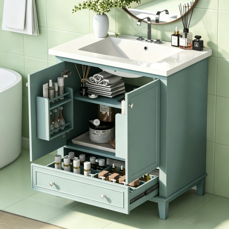 Meuble-lavabo 30 po avec lavabo, Vert