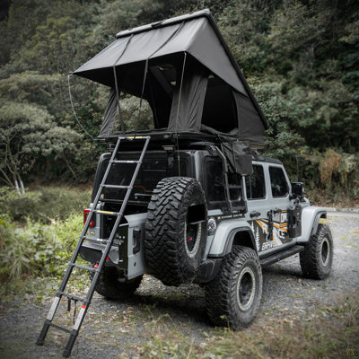 Roof Top Tent Hardshell Rooftop Tent For Van Jeep SUV Truck Car  Overland Tent Camping For 2-3 Person( With Ladder)