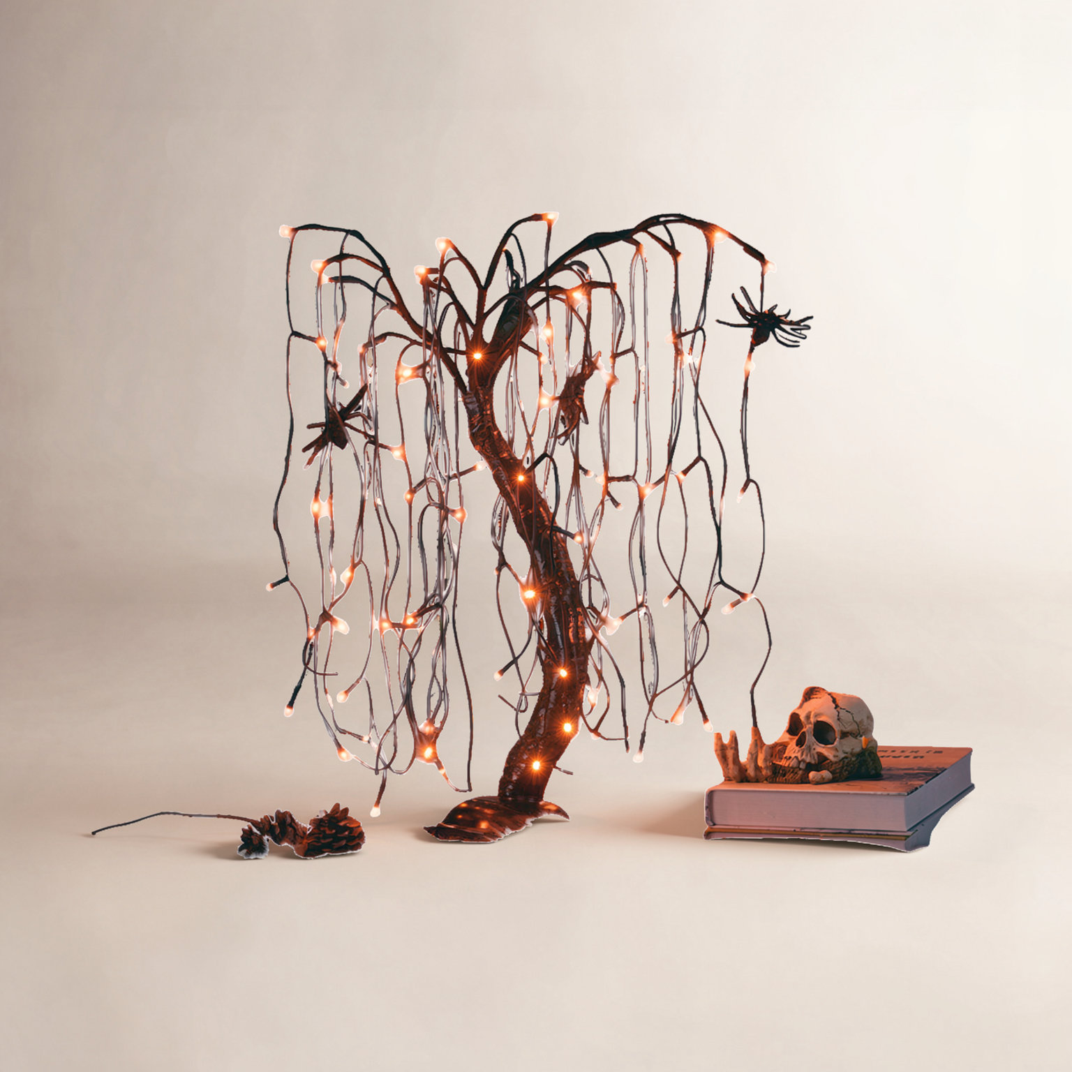 24" Halloween LED Bonsai Tree, Orange