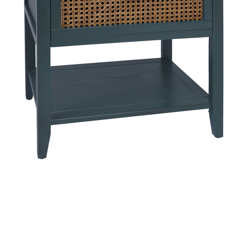 Table d'appoint à 2 tiroirs, rotin naturel, table de bout, convient à la chambre à coucher, au salon et au bureau