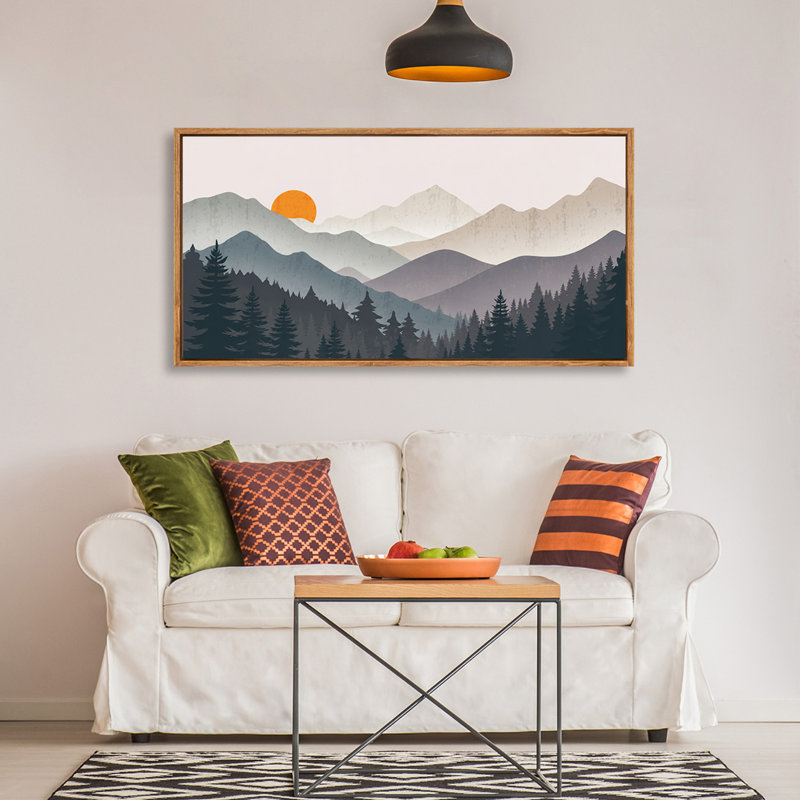 Grandes impressions murales abstraites sur toile encadrées de montagnes et de forêts pour chambre à coucher, salle à manger