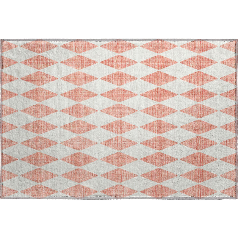 Tapis saumon Cerrito AMF578 lavable à la machine de qualité supérieure, Rectangle 1 pi 8 po x 2 pi 6 po