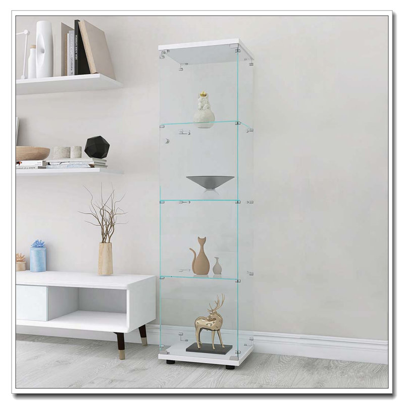 Armoire en verre à 4 tablettes avec une porte