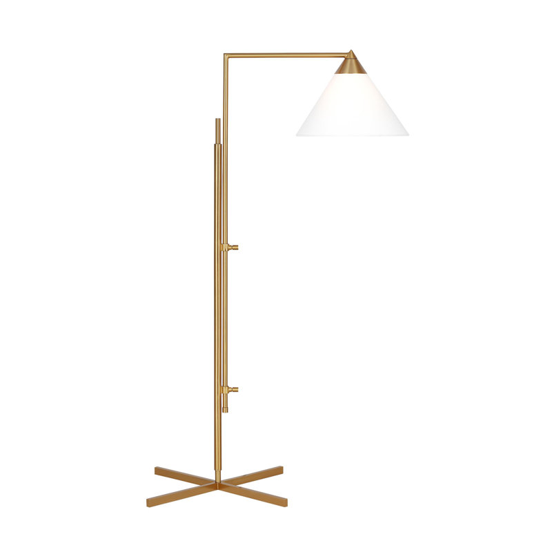 Noki 42.75'' Task Floor Lamp with Outlet, Burnished Brass