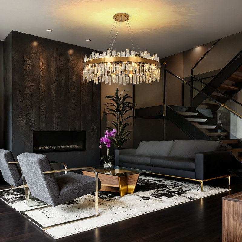 Bartolome Crystal Chandelier, 25cm H x 80cm W x 80cm D, 12 Lights, Gold