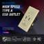 Prise USB, inviolable, plaque murale incluse, ivoire