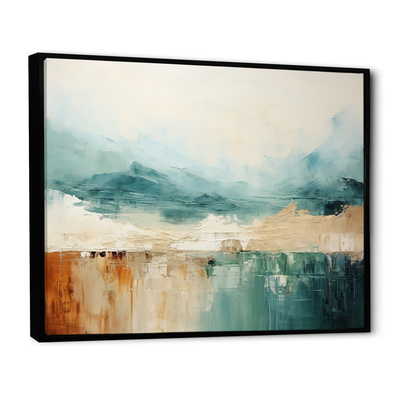 " Minimalism Harmonic Horizon Landscape ", Black Floater Framed, 24" H x 32" W x 1" D