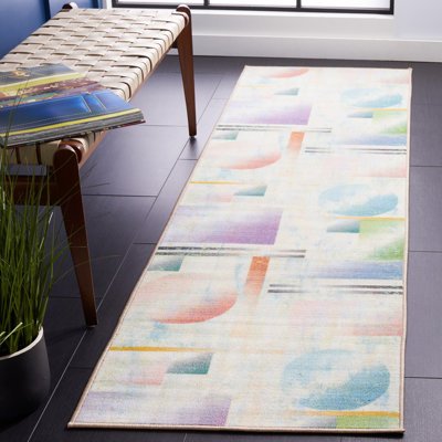 Tapis Paint Paint 107 en bleu / ivoire