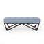 Moderne avec revêtement bleu et siège à boutons, H 16,5 po x l 46,08 po x P 17,5 po