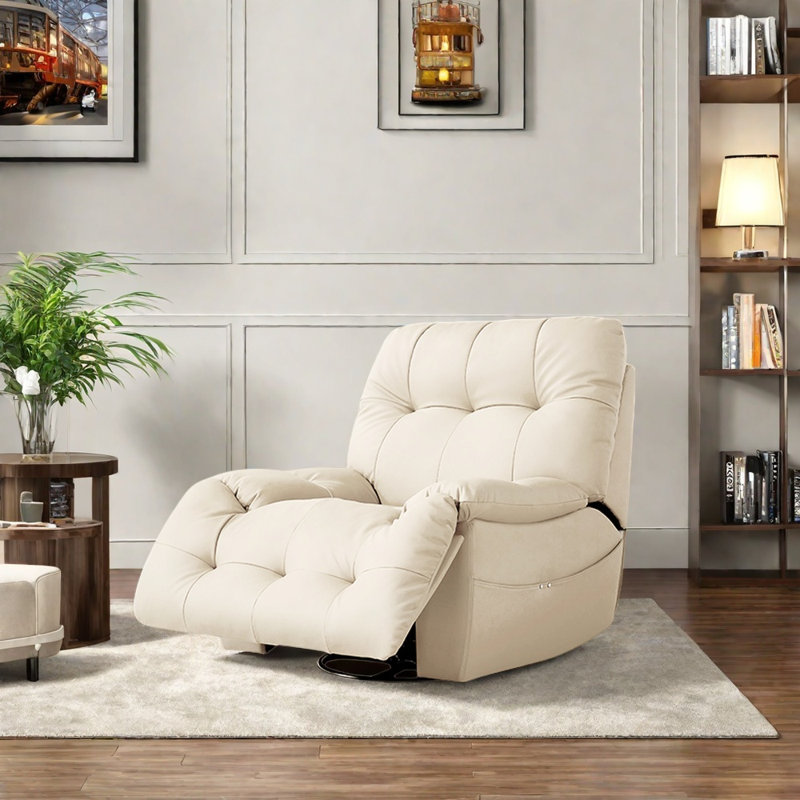 Chaise berçante moderne haut de gamme réglable, Blanc cassé