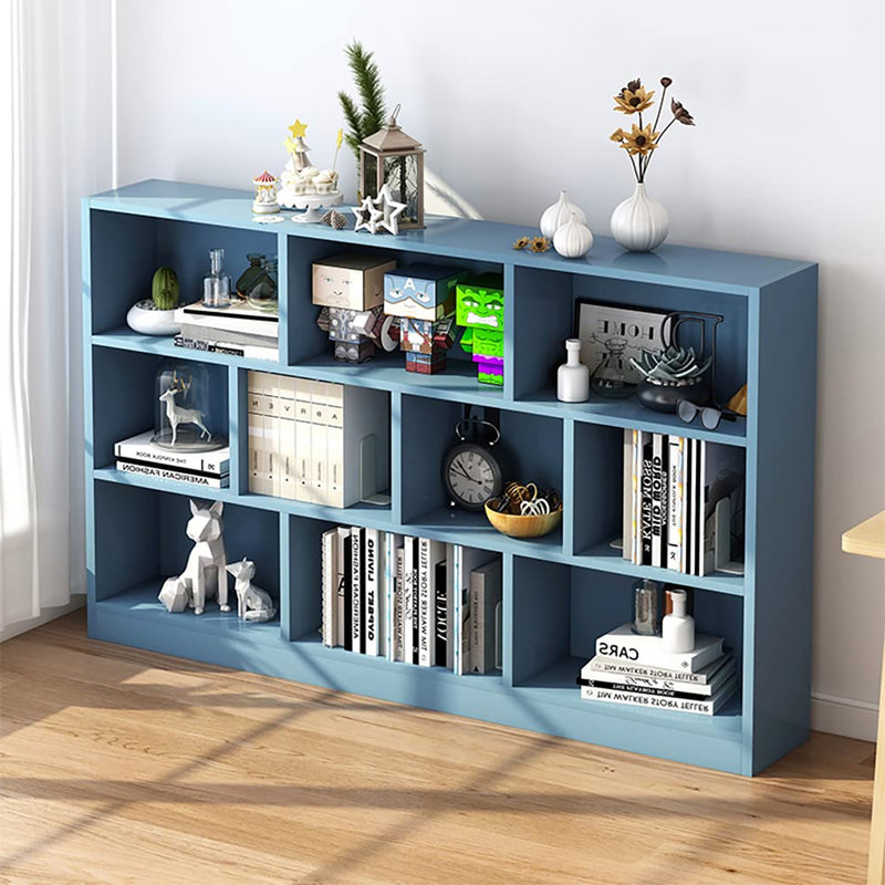 Bibliothèque en bois avec tablette ouverte, P 9,45 po x l 55,12 po x H 40,94 po, Bleu vif