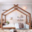 Lit pour grand lit profond naturel profond, structure en bois massif pour enfants, lattes de soutien, aucun sommier tapissier requis, structure d'ouverture
