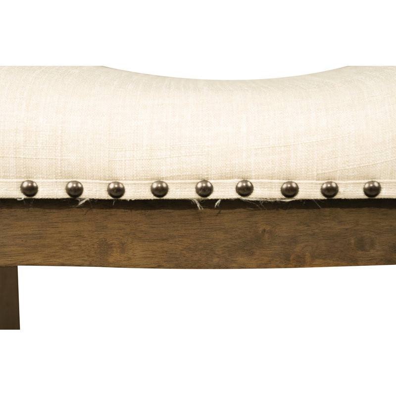 Azalea Park Upholstered Wood Saddle Stool, 29, Beige