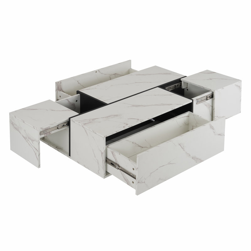 Table basse rectangulaire avec 2 tiroirs, table basse de salon pour la maison