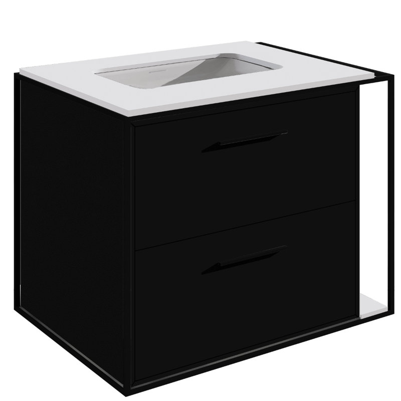 Linea 24" Single Bathroom Vanity, Matte Black, Wall Mount, Matte Black